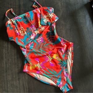 Old Navy Tropical Ruffle One Piece Swimsuit